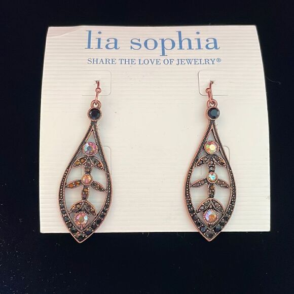 Lia Sophia Copper SPARKLY Earrings - Picture 1 of 4